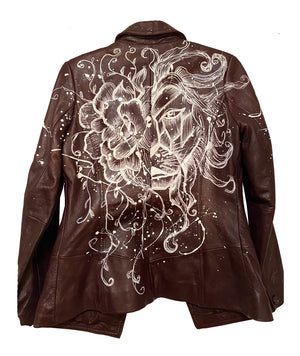 Brown Leather Jacket Hand Painted