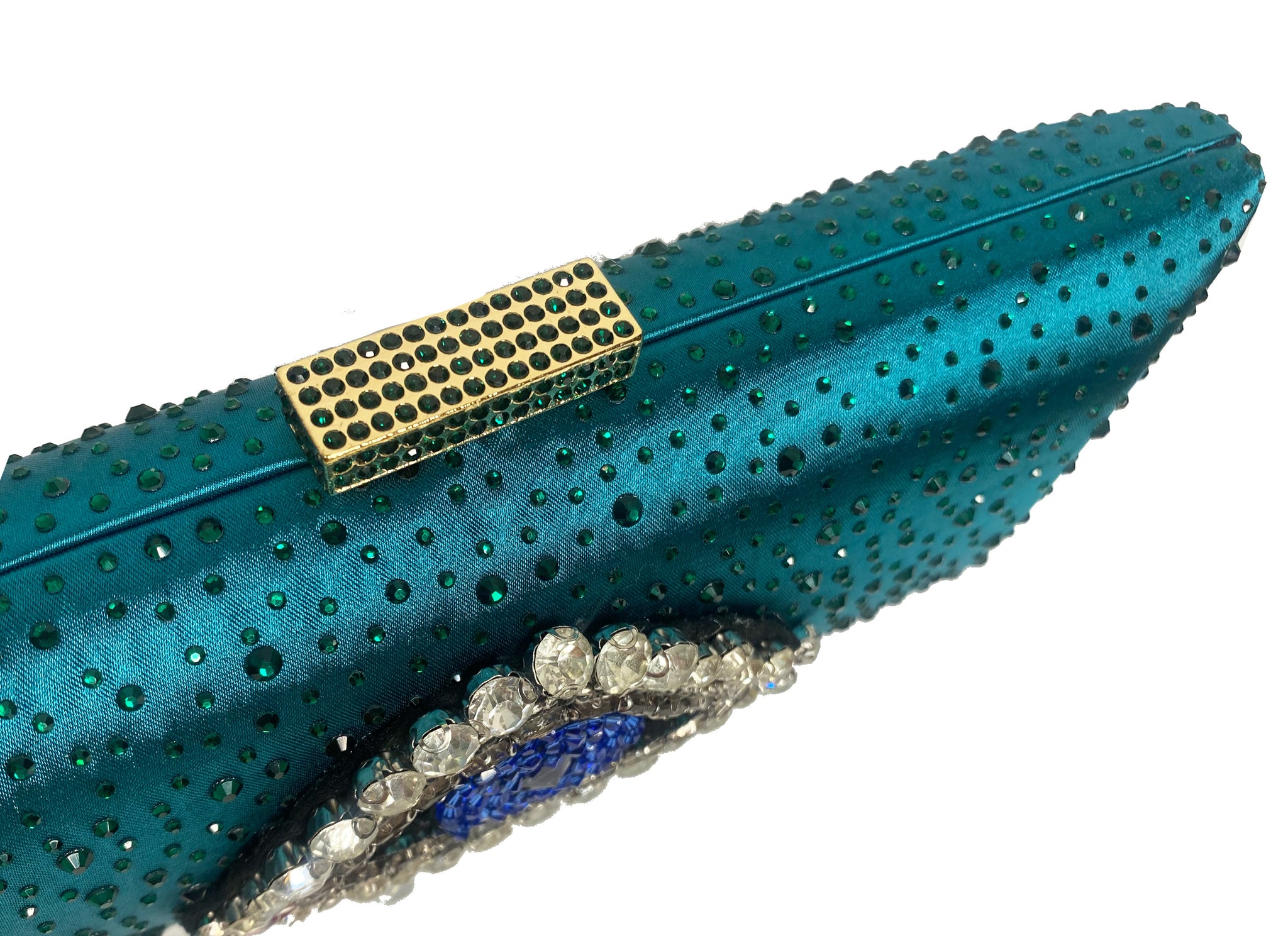 Alice Eye Embroidery Clutch Bag In Emerald Green