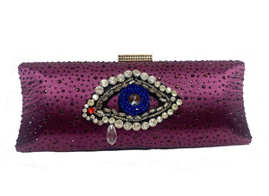 Alice Eye Embroidery Bag Clutch In Purple