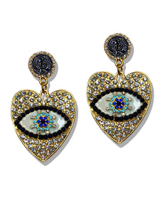 Kristy Eye-Heart-Crystals Earrings