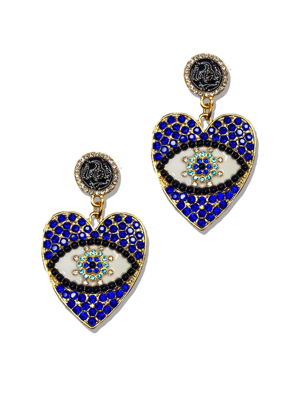Kristy Evil Eye Earring -Heart In Blue
